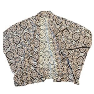HEYNSON Womens L Kimono Cardigan Open Front Boho Print Polyester